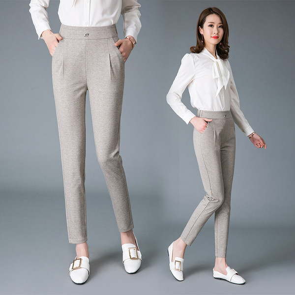 Női alkalmi nadrág két színben, magas derékkal