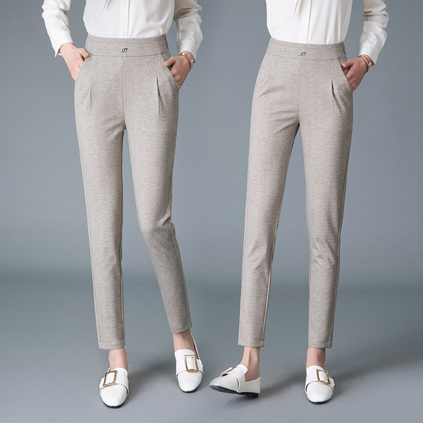 Női alkalmi nadrág két színben, magas derékkal