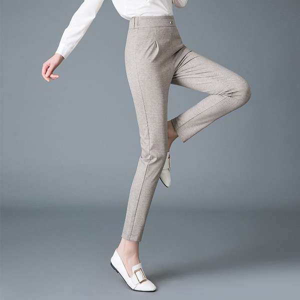 Női alkalmi nadrág két színben, magas derékkal