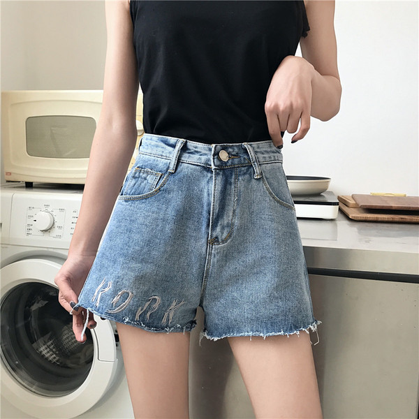 Pantaloni de dama moderni cu broderie si talie inalta