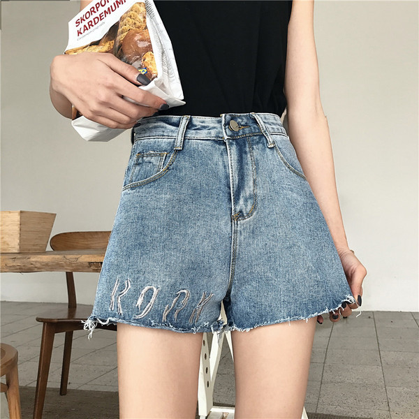 Pantaloni de dama moderni cu broderie si talie inalta