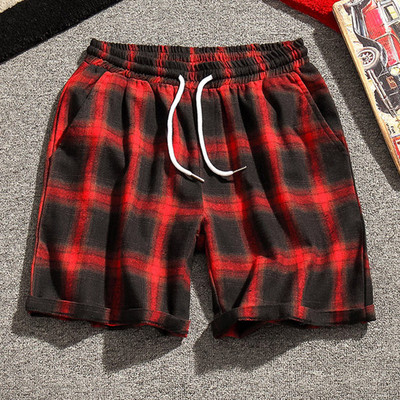 Pantaloni scurți casual bărbați în carouri în două culori cu cravate