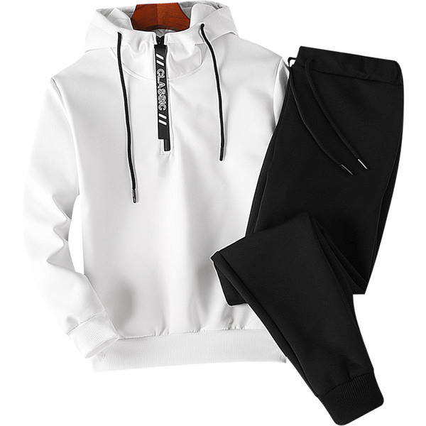 Ανδρική αθλητική ομάδα που περιλαμβάνει μαύρο και άσπρο φούτερ και παντελόνι