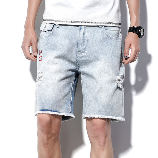 Μοντέρνα αρσενικά μικρά τζιν με σκισμένα σχέδια σε δύο χρώματα