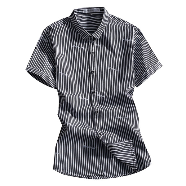 Férfi csíkos ing rövid ujjú fekete és kék színben