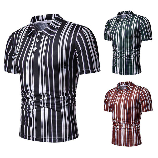 Tricou modern pentru bărbați cu dungi în trei culori