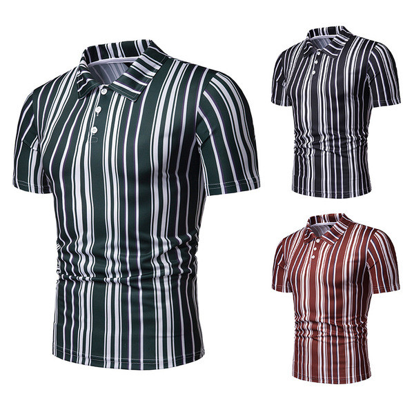 Tricou modern pentru bărbați cu dungi în trei culori