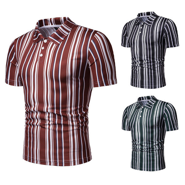 Tricou modern pentru bărbați cu dungi în trei culori