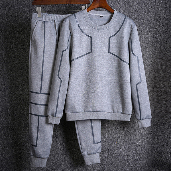 Kétrészes sport-hétköznapi férfi szett fekete és szürke színben