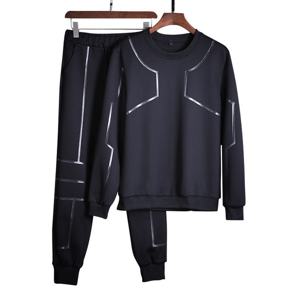 Kétrészes sport-hétköznapi férfi szett fekete és szürke színben