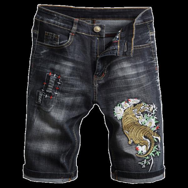 Blugi moderni pentru barbati scurti cu broderie