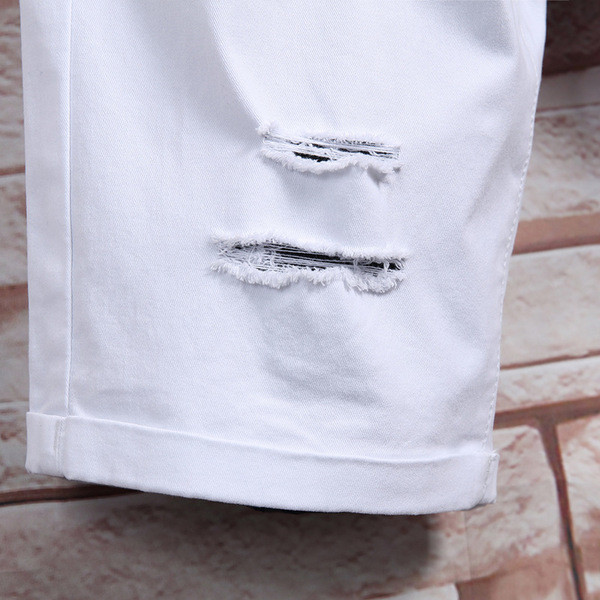 Pantaloni scurți stilați pentru bărbați, cu inscripții și motive rupte