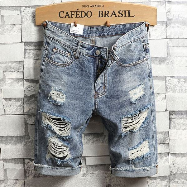 Blugi scurti moderni pentru bărbați cu motive rupte