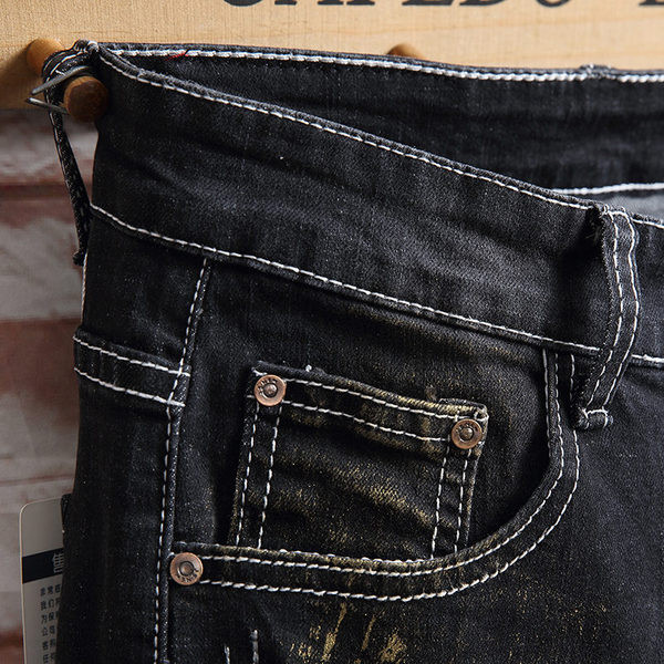 Blugi scurti colorați pentru bărbați cu cizme