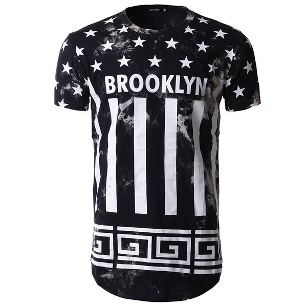 Tricou barbatesc modern cu aplicatie model lung in doua culori