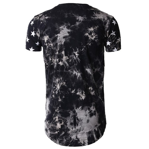 Tricou barbatesc modern cu aplicatie model lung in doua culori