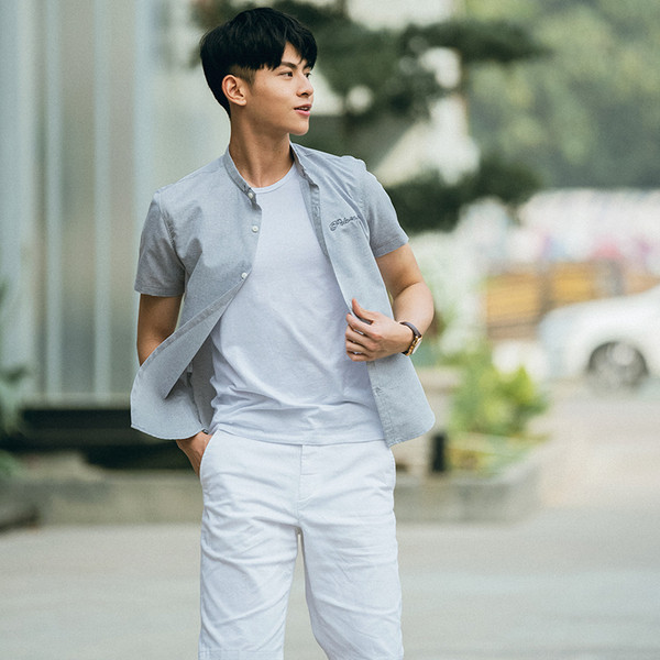 Jelenlegi férfi ing felirattal és rövid ujjú - három színben