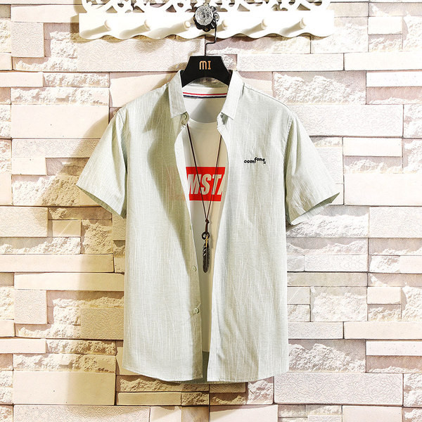 Cămașă casual pentru bărbați cu inscripție verde și gri