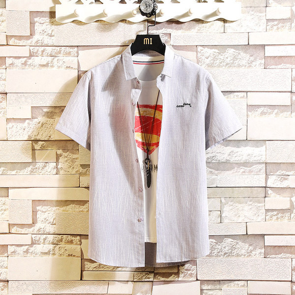 Cămașă casual pentru bărbați cu inscripție verde și gri