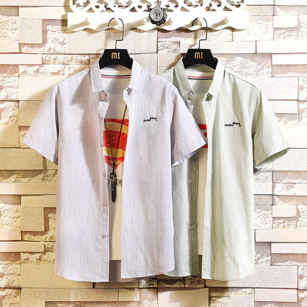 Cămașă casual pentru bărbați cu inscripție verde și gri