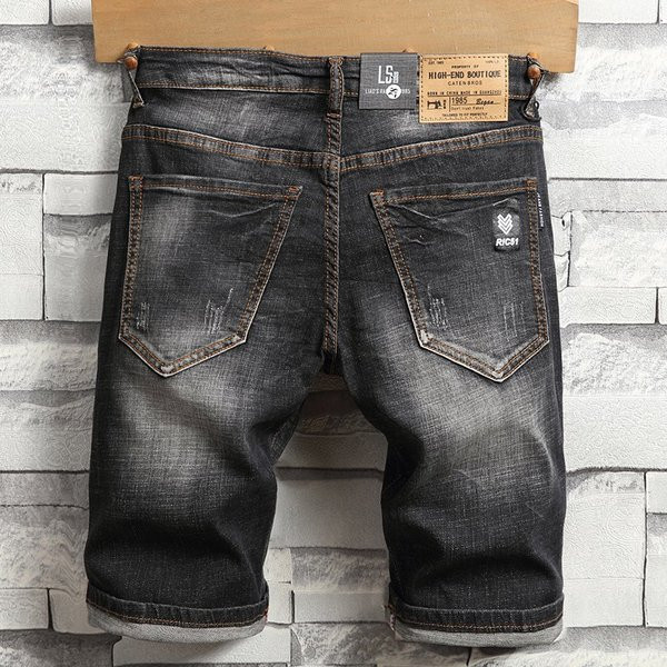 Pantaloni scurți casual de denim pentru bărbați cu embleme