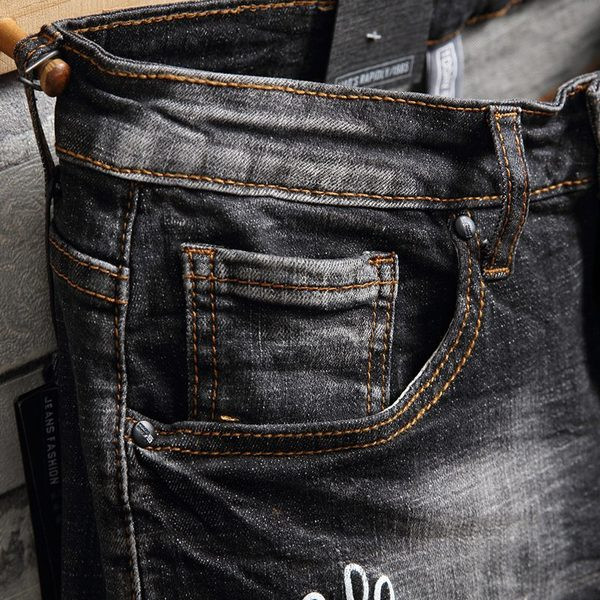 Pantaloni scurți casual de denim pentru bărbați cu embleme