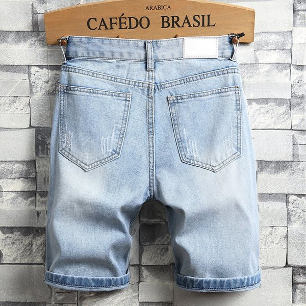 Blugi scurti simpli pentru bărbați în albastru