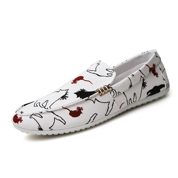 Mocasini casual pentru bărbați în alb și albastru