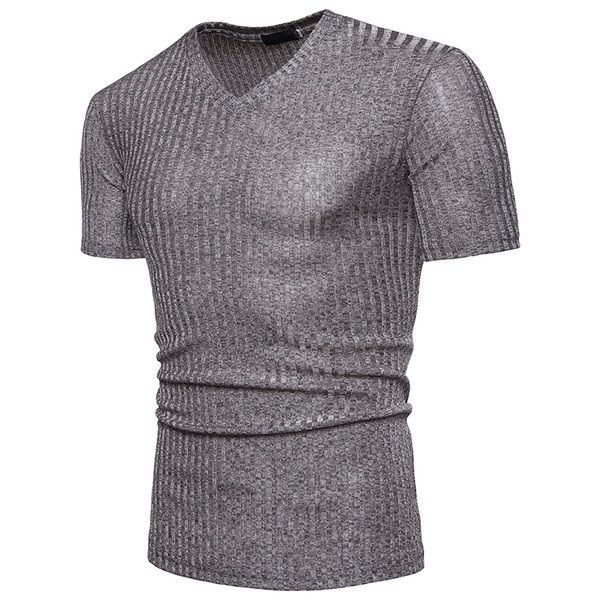 Modern férfi póló V-nyakkal több színben