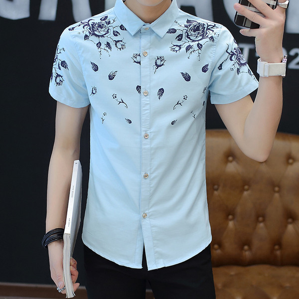 Cămașă stilată pentru bărbați cu motive florale în trei culori