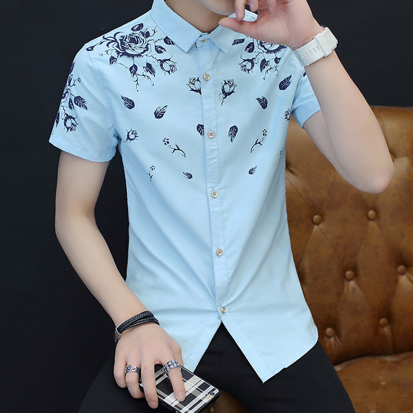 Cămașă stilată pentru bărbați cu motive florale în trei culori