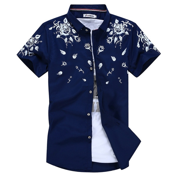 Cămașă stilată pentru bărbați cu motive florale în trei culori