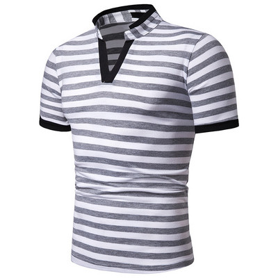 Férfi csíkos póló V-nyakkal, három színben