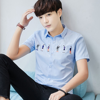 Férfi ing hímzéssel és rövid ujjú három színben