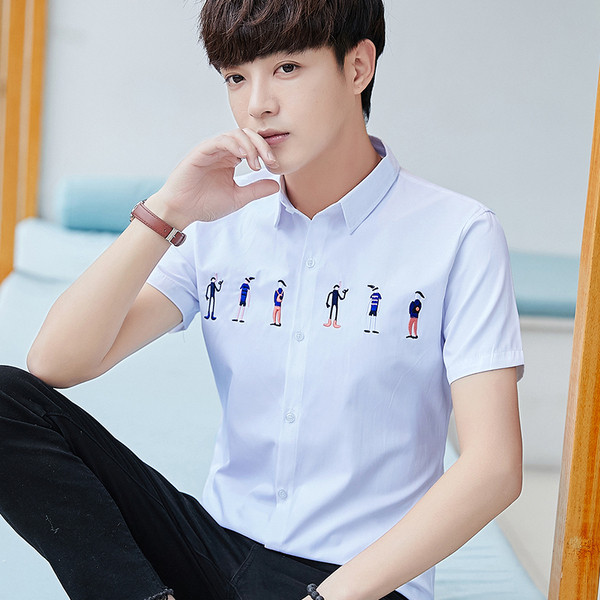 Férfi ing hímzéssel és rövid ujjú három színben