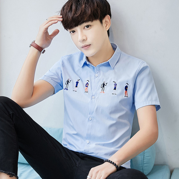 Férfi ing hímzéssel és rövid ujjú három színben