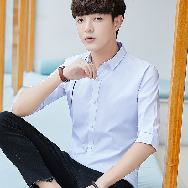 Modern férfi ing 3/4 ujjal, két színben