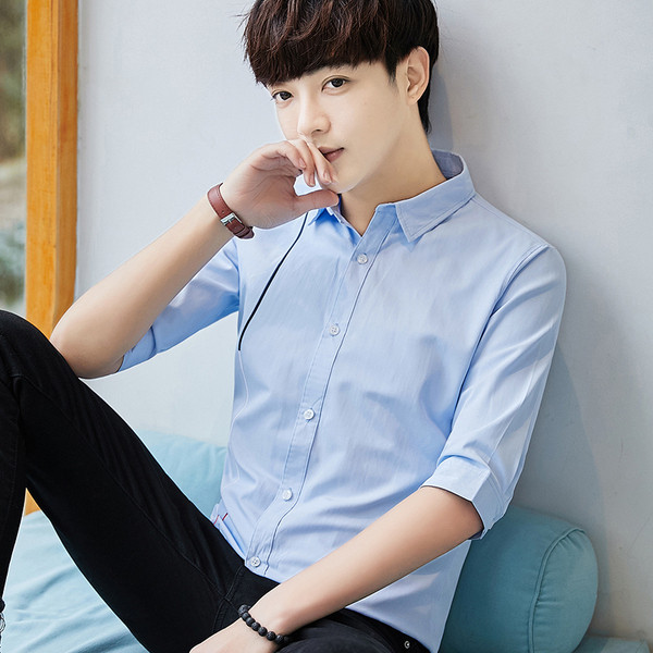 Modern férfi ing 3/4 ujjal, két színben