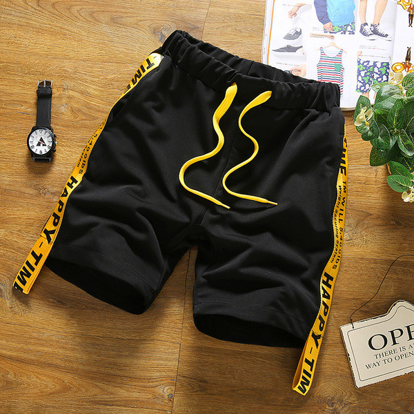 Pantaloni scurți casual pentru bărbați, în trei culori, cu margini galbene