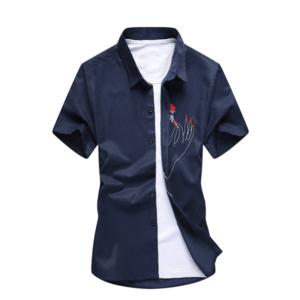 Stílusos férfi ing hímzéssel és rövid ujjú két színben