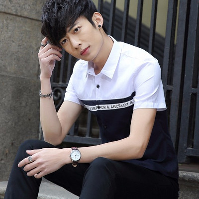 Cămașă modernă pentru bărbați cu inscripție și mâneci scurte în două culori