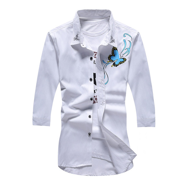 Modern férfi ing 3/4-es ujjal és rátéttel, két színben