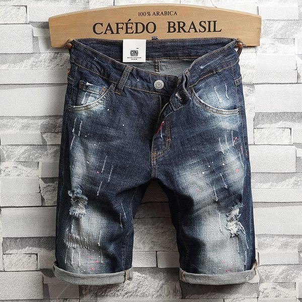 Blugi scurti eleganti pentru barbati cu motive rupte