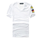 Férfi pamut póló V-nyakkal, több színben