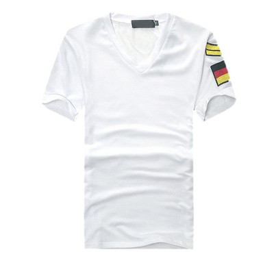 Férfi pamut póló V-nyakkal, több színben