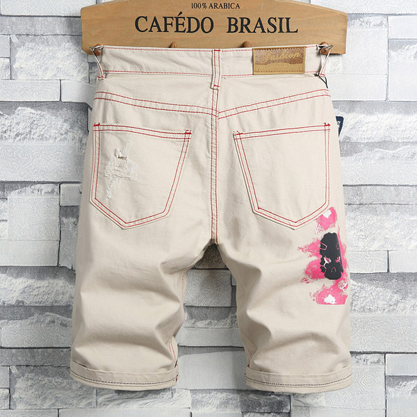 Divatos férfi rövidnadrág bézs rátéttel