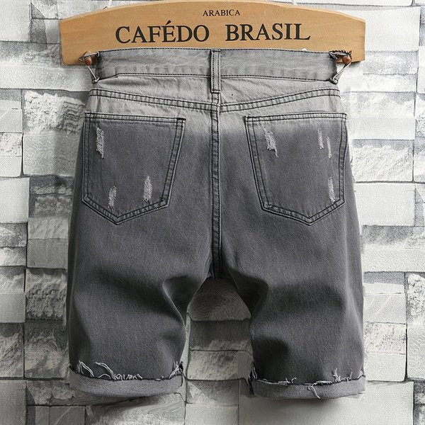 Blugi moderni pentru bărbați, de culoare gri, cu motive rupte