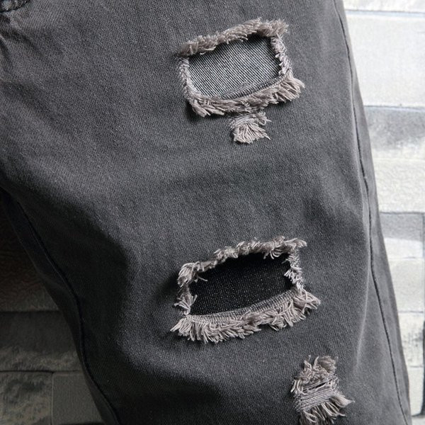 Blugi moderni pentru bărbați, de culoare gri, cu motive rupte