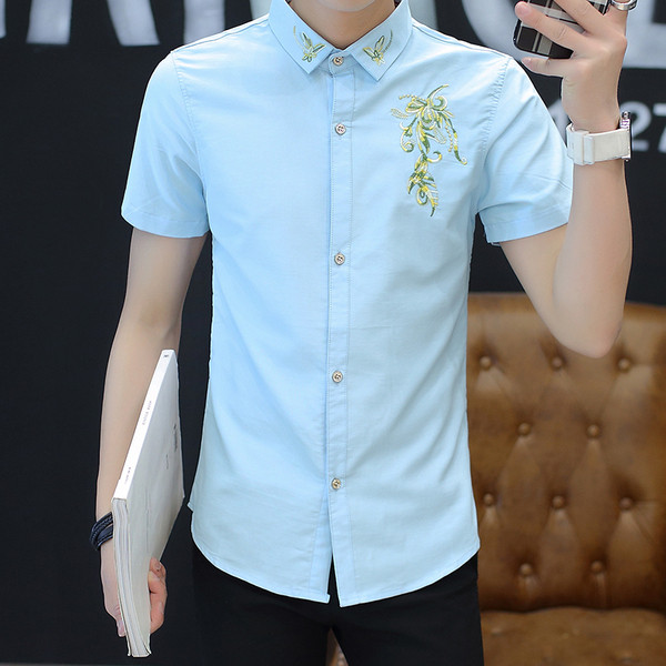 Aktuális férfi ing három színben hímzéssel és gombokkal