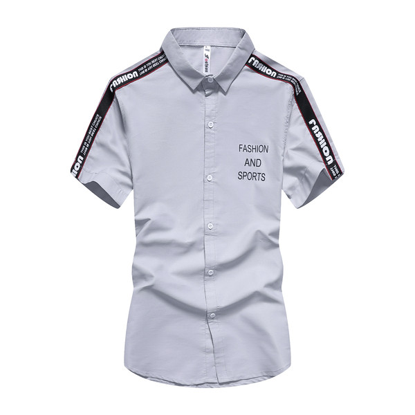 Cămașă modernă pentru bărbați cu inscripții și margini în trei culori